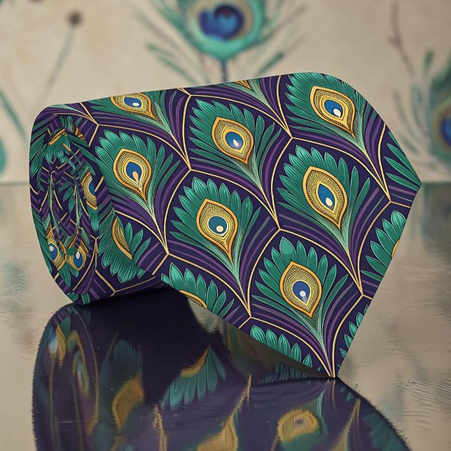 Cravate Tie à motif paon paonne (Créateur téléchargé)