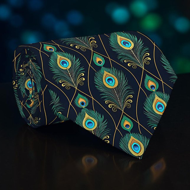Cravate Tie à motif paon paonne (Créateur téléchargé)