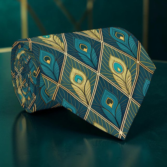 Cravate Tie à motif Paon Poule (Créateur téléchargé)