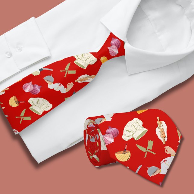 Cravate Tie à motif Thème Chef Rouge (Créateur téléchargé)