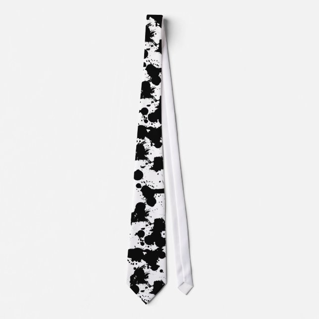 Cravate Tie à motif unique éclaboussures noires (Devant)