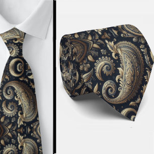 Cravate Tie à motifs cachemire jacquard 3D bleu marine et