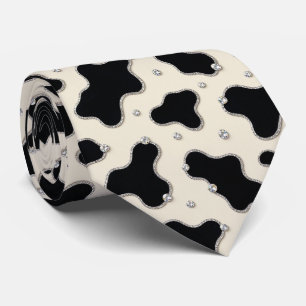 Cravate Tie à paillettes en faux soie à motif de vache   C