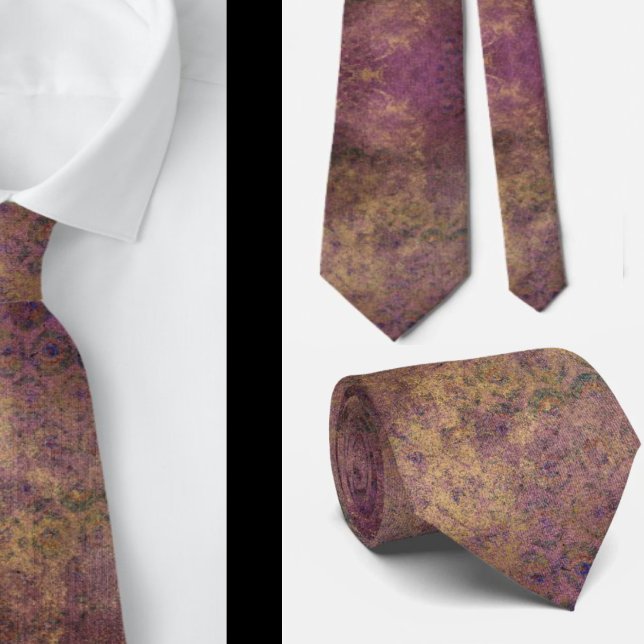 Cravate Tie abstrait automnal marron violet (Créateur téléchargé)