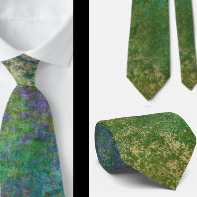 Cravate Tie abstrait couleur paon vert bleu (Créateur téléchargé)