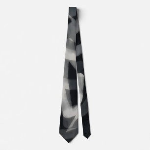 Cravate Tie abstrait noir et gris d'art