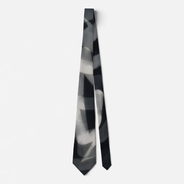 Cravate Tie abstrait noir et gris d'art (Devant)