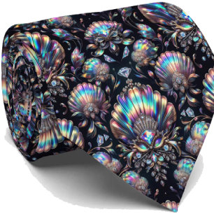Cravate Tie Amoureux de la plage   Motif Coquillage Diaman