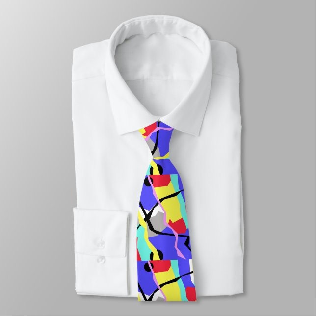 Cravate Tie Art Abstrait Couleurs Pastel Vibes Positives (Attaché)