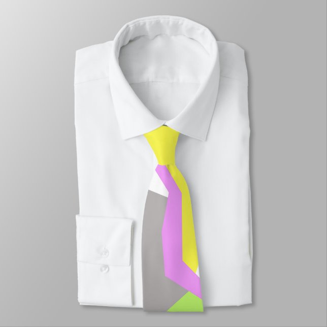 Cravate Tie Art Abstrait Couleurs Pastel Vibes Positives (Attaché)