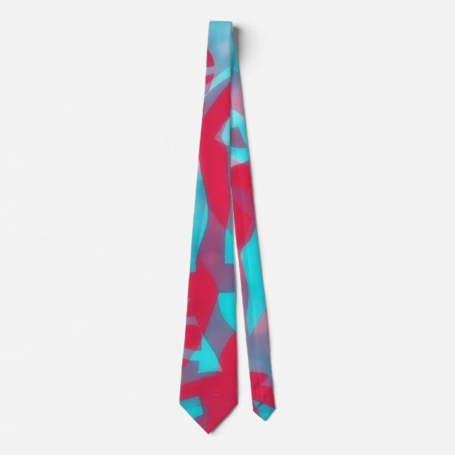 Cravate Tie Artsy Bleu Aqua et Rose Profond (Devant)