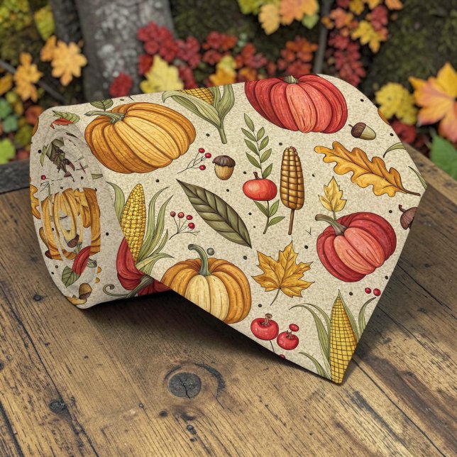 Cravate Tie Automne Citrouille (Créateur téléchargé)