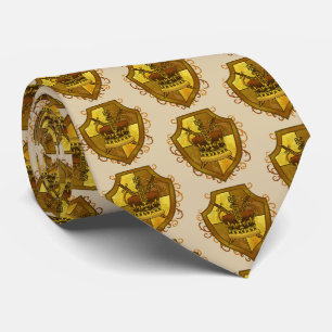 Cravate Tie avec blason de famille Couronne Épée Bouclier