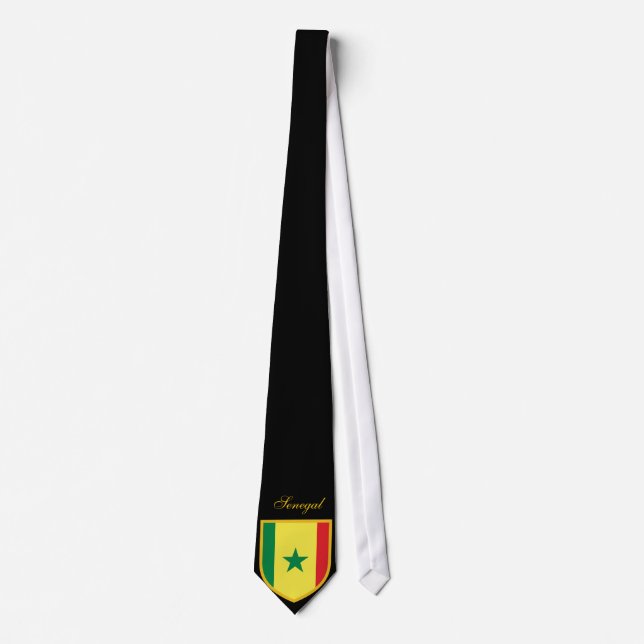 Cravate Tie avec drapeau du Sénégal et nom personnalisé  (Devant)