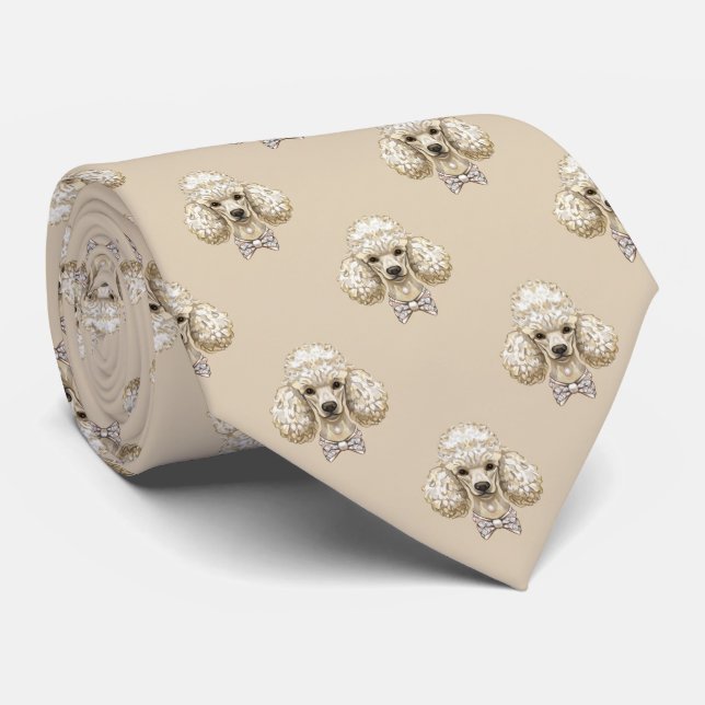 Cravate Tie avec portrait de caniche – Style de luxe pour  (Roulé)