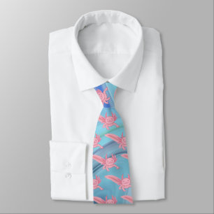 Cravate Tie Axolotl Rose Sourire – Design Kawaii Mignon