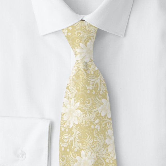 Cravate Tie batik floral Latte (Créateur téléchargé)