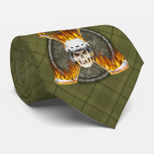 Cravate Tie Bâtons de hockey en feu (foncé)