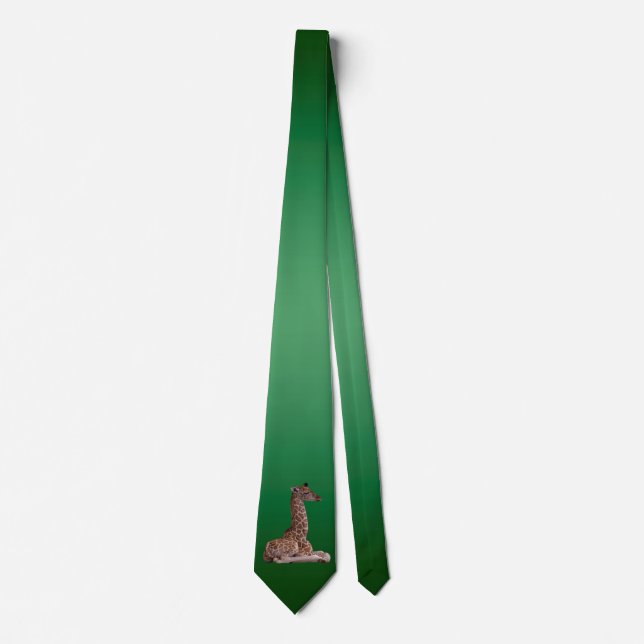 Cravate Tie bébé girafe double face (vert clair/vert foncé (Devant)