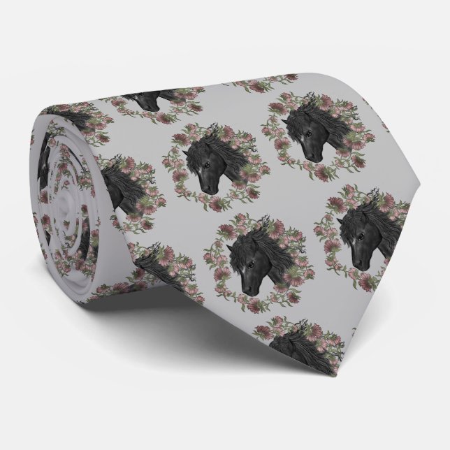 Cravate Tie Bellflower Black Horse (Roulé)