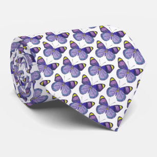 Cravate Tie (blanc) - Papillon Violet