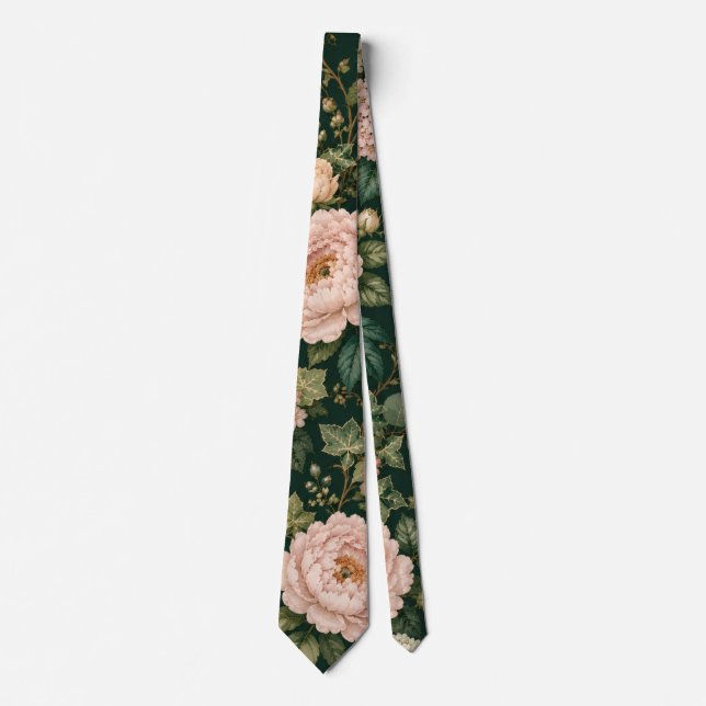 Cravate Tie botanique aux pivoines de luxe (Devant)