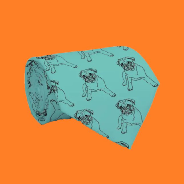 Cravate Tie classique moderne bleu sarcelle pour chien pug (Créateur téléchargé)