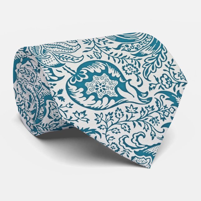 Cravate Tie Classique Moderne – Floral Bleu Royal (Roulé)