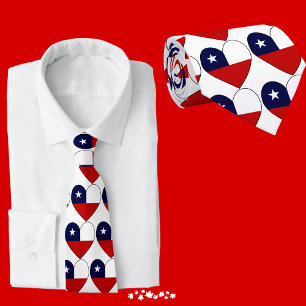 Cravate Tie Cœur Drapeau Chili Saint-Valentin