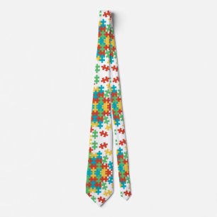 Cravate Tie coloré à motif de puzzle pour la sensibilisati