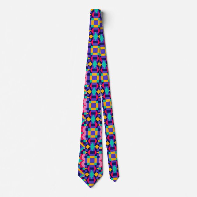 Cravate Tie coloré à motif géométrique affiché  (Devant)