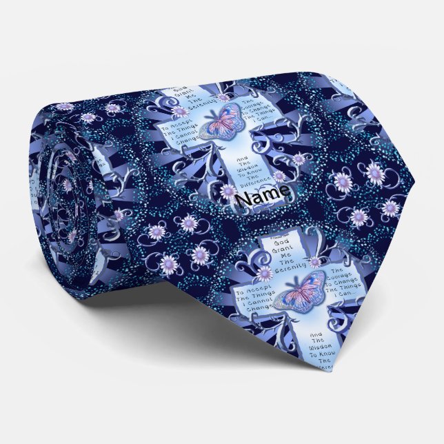 Cravate Tie croix Sérénité bleue (Roulé)