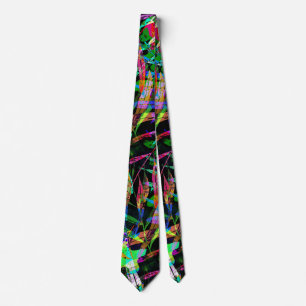 Cravate Tie Cyberpunk Abstrait Électrique Néon