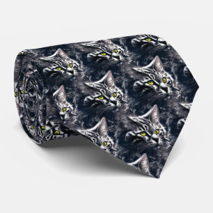 Cravate Tie Cyberpunk Chat Fractal Électrique Néon