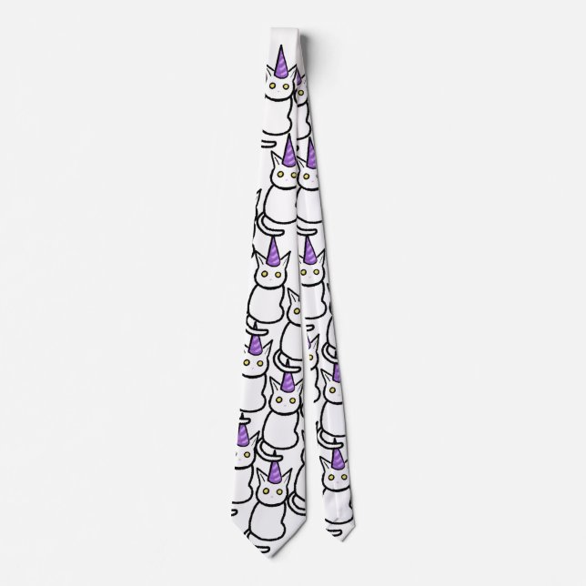 Cravate Tie de célébration de chat blanc (Devant)