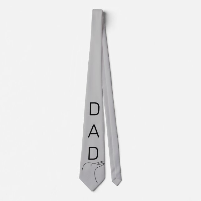 Cravate Tie de cou cadeau papa art linéaire oiseau (Devant)