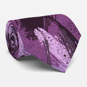 Cravate Tie de cou camouflage prune lavande violet noir