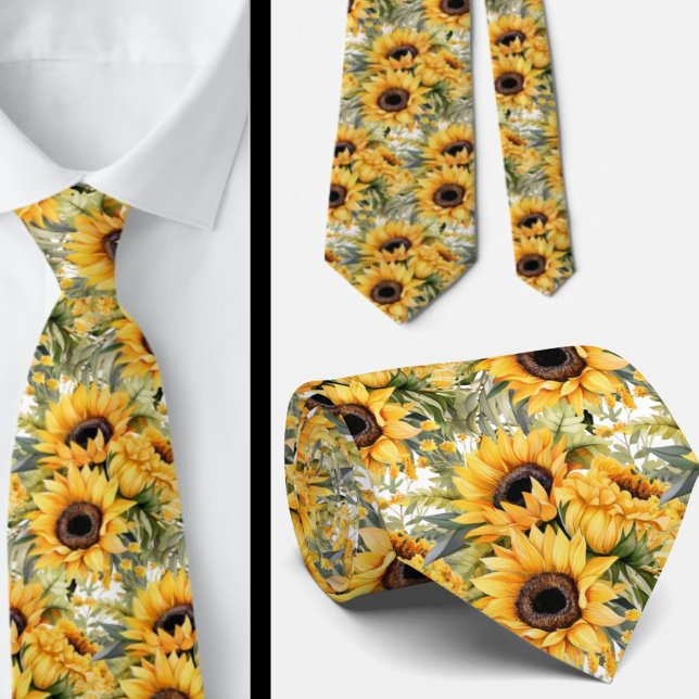 Cravate Tie de cou de bureau décontracté | Tournesols de V (Créateur téléchargé)