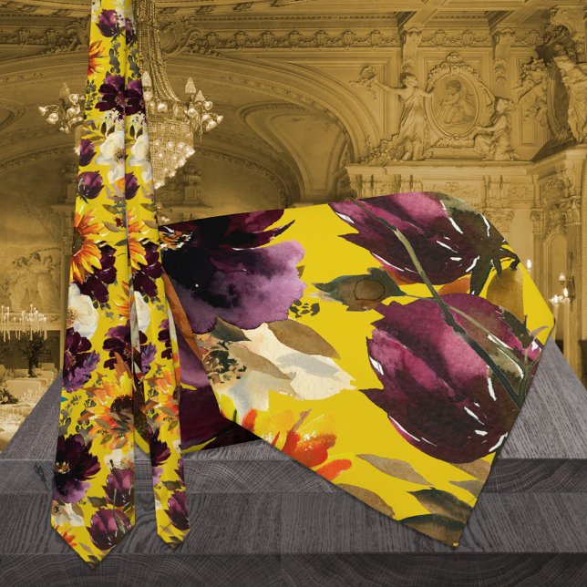 Cravate Tie de cou de mariage Sun & Wine Gold (Créateur téléchargé)