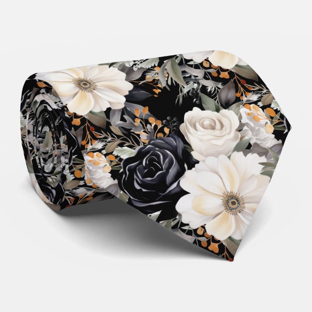 Cravate Tie de cou floral moderne | Occasions spéciales fo (Roulé)