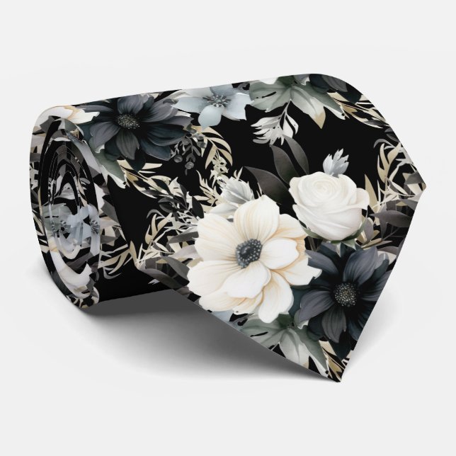 Cravate Tie de cou floral moderne | Occasions spéciales fo (Roulé)