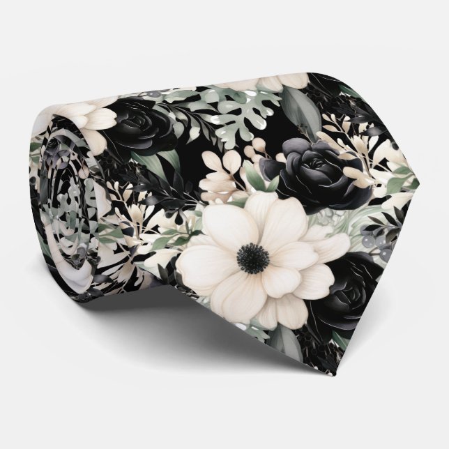 Cravate Tie de cou floral moderne | Occasions spéciales fo (Roulé)
