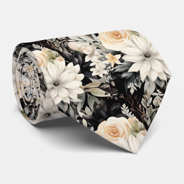 Cravate Tie de cou floral moderne | Occasions spéciales fo (Roulé)