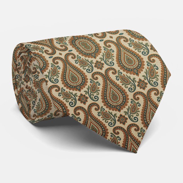 Cravate Tie de cou Jacquard Paisley | Style Vintage (Roulé)