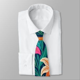 Cravate Tie de cou Jardin de lys abstraits Papillons
