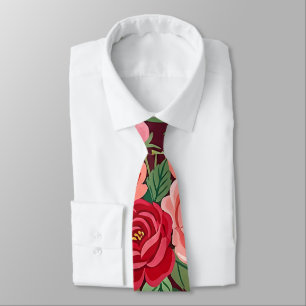 Cravate Tie de cou Jardin de Roses Botaniques Coloré Abstr