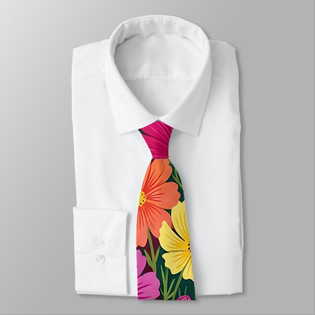 Cravate Tie de cou papillon Cosmos Boho Abstrait (Attaché)