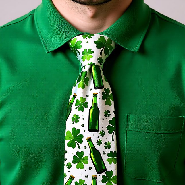 Cravate Tie de la Saint-Patrick Bières et Pétales (St. Patrick’s Day Pints & Petals Necktie)