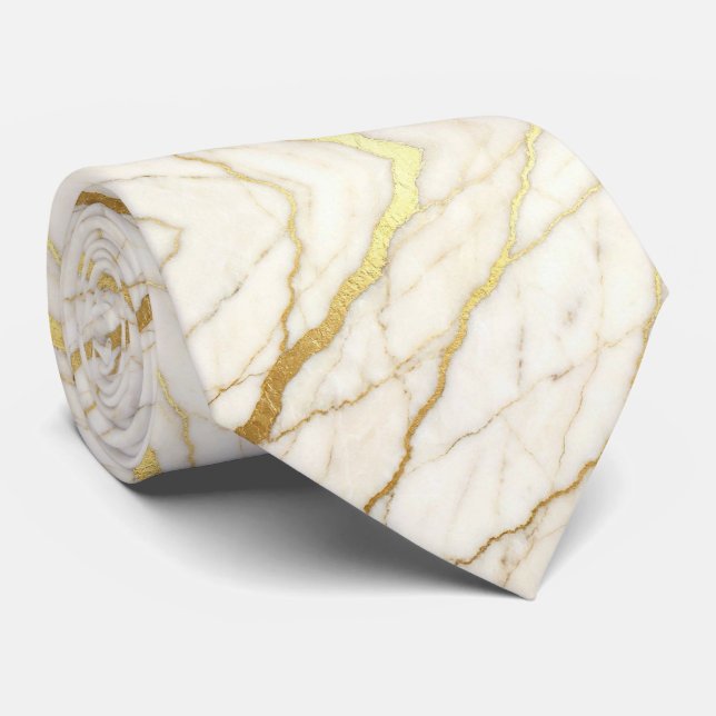 Cravate Tie de mariage et d'événement de luxe | Marbre bla (Roulé)