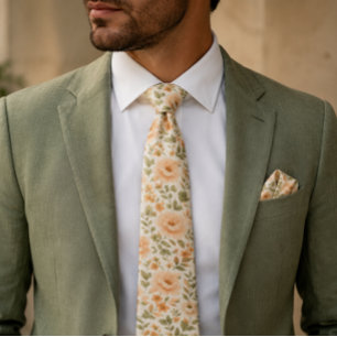 Cravate Tie de mariage floral à la pivoine vintage